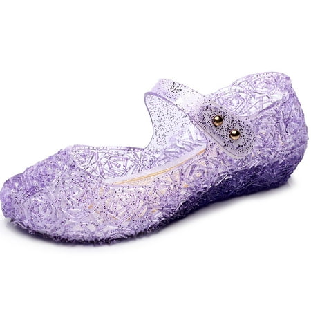 

CaComMARK PI Kids Shoes Clearance Girls Sandals Party Crystal Princess Hollow out Candy Color Shoes Purple