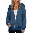 thumbnail image 2 of Zip Up Hoodie For Women Casual Long Sleeve Sweatshirts Fall Winter Track Jackets, L, 2 of 6