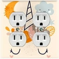 thumbnail image 1 of Metal Light Switch Plate Cover Magical Orange Rainbow Unicorn UNI010, 1 of 13