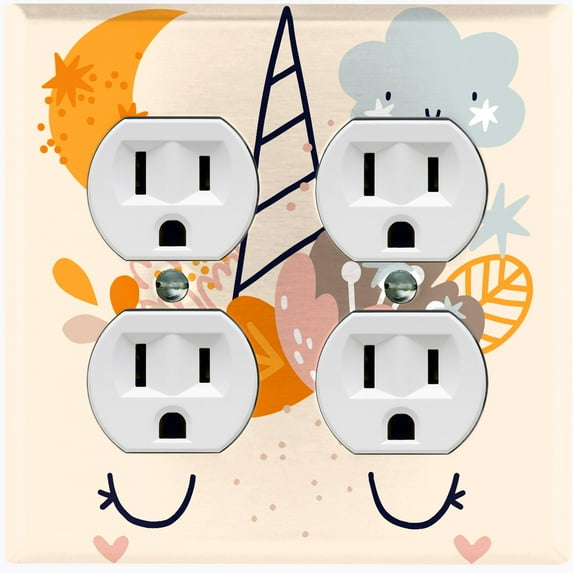 Metal Light Switch Plate Cover Magical Orange Rainbow Unicorn UNI010