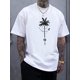 thumbnail image 1 of Camiseta de manga corta con cuello redondo y estampado gráfico de cocoteros para hombre, moderna camiseta de verano, informal, cómoda y versátil para deportes al aire libre y vacaciones. Ideal para ad, 1 of 7