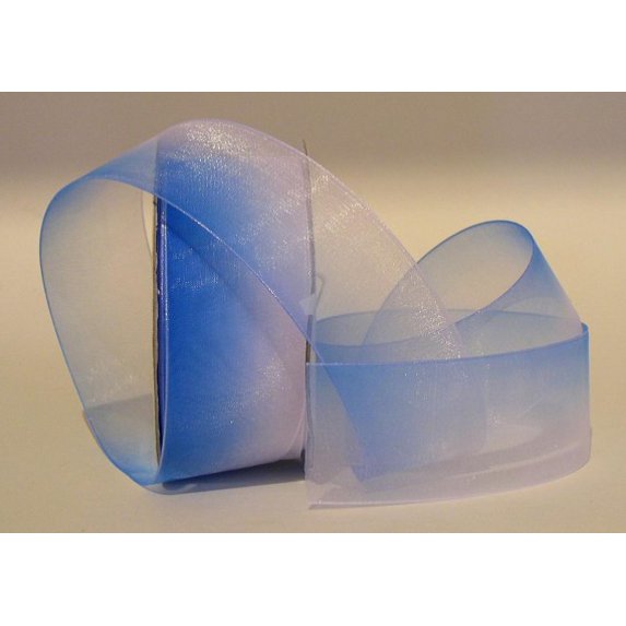 Ribbon Bazaar Rainbow Sheer Organza 1-1/2 inch Blue White 25 yards Ribbon