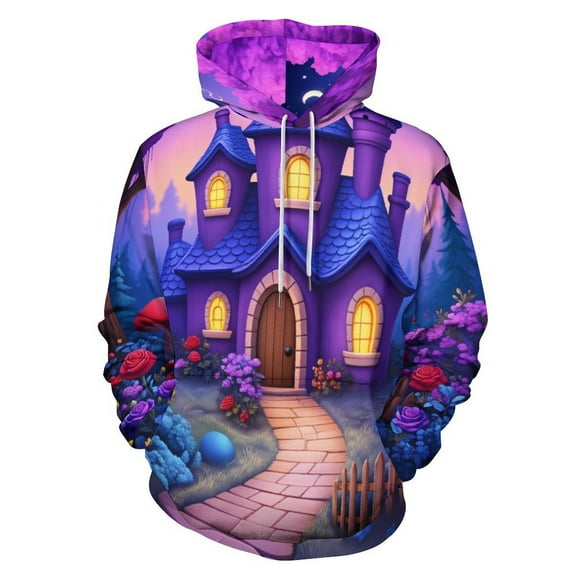 Enchanted Purple Castle Night Scene-1 3d Sweatshirts Hoodie Fashion Casual Personality Men's Women Street Hoodie Pullovers Long Sleeve Comfortable Top