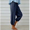 thumbnail image 3 of Women's High Waist Pants Drawstring Capri Yoga Pants with Pockets Wide Leg Pants for Women, 3 of 6