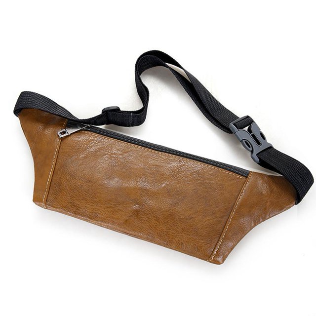 Bolsa Riñonera para hombre de cuero retro Fanny Chest Pouch Crossbody Pack (marrón claro) Ehuebsd Para Estrenar