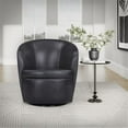 thumbnail image 4 of Pemberly Row Vintage Onyx Italian Leather Swivel Club Chair 2 Pack, 4 of 11