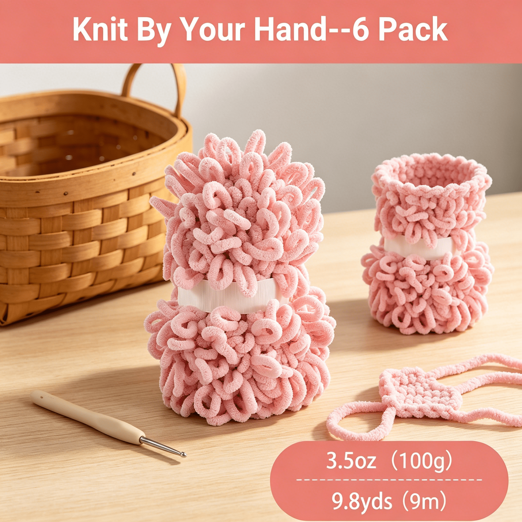 TUWAFE 2026 New 6 Pack Bulky Loop Yarn for Finger Knitting Soft,Off the Hook Loop Yarn,No-Needle Craft Chenille Yarn for Crocheting,Tie Dyed Hand-Knitting Yarn