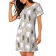 thumbnail image 2 of Easygdp winter Snowflake beer Camisón de manga corta para mujer, informal, estampado, 2 of 6
