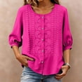 thumbnail image 2 of Womens Clothes Shorts Kelon Women's Embroidered Cotton Linen Button Top Crew Neck 3/4 Sleeve T-Shirt 2026 Spring Summer Fashion Clothes, M, 2 of 7
