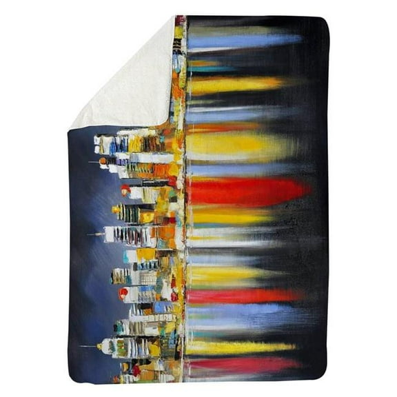 Begin Home Decor 5545-6080-CI56 60 x 80 in. Colorful Reflection of A Cityscape by Night-Sherpa Fleece Blanket