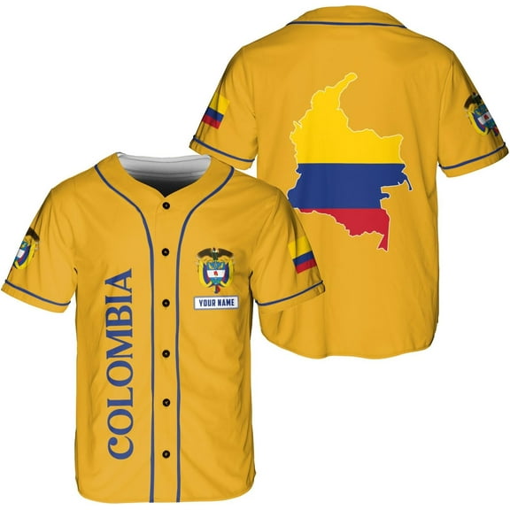 Personalized Colombia Baseball Jersey Colombian Flag Jersey Colombian Pride Jersey Colombia Shirt Men Women S-5XL (S)