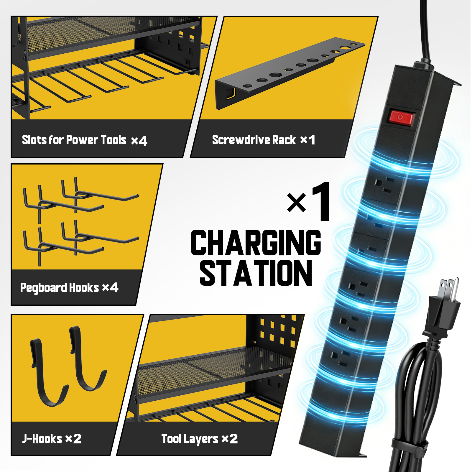 Sunally Power Tool Organizer with Charging Station, 3-Tier photo 2