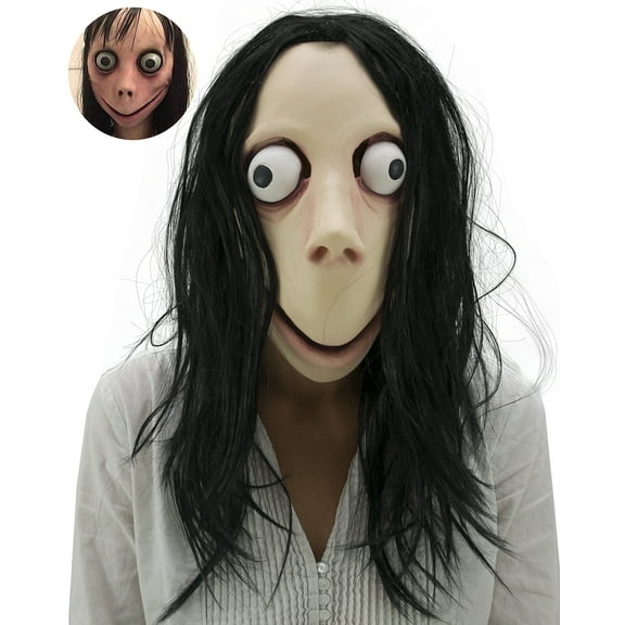 Lelaffet Scary Mask Adult Latex Full Head Masks with Long Hair Accessory