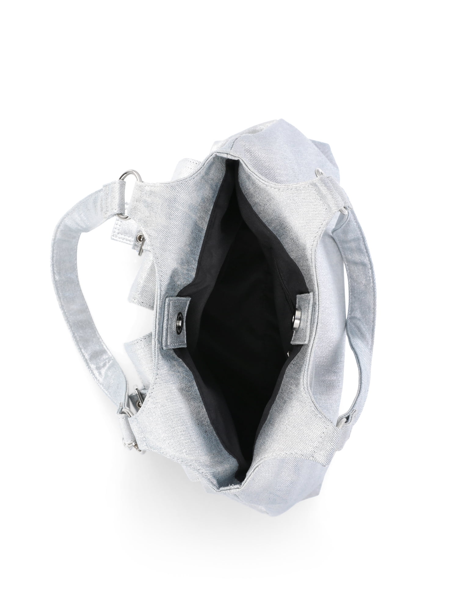 No Boundaries Fashion 4-Poster Bag, Metallic Denim, Women’s