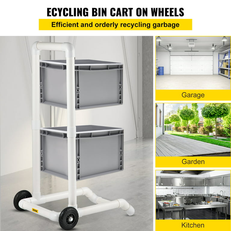 Recycle Bin Cart Metal-Reinforced Recycling Bins Cart with 4 Wheels for Home,Kitchen,Garden Garbage,360 Degree Swivel Wheels with 220lb Weight