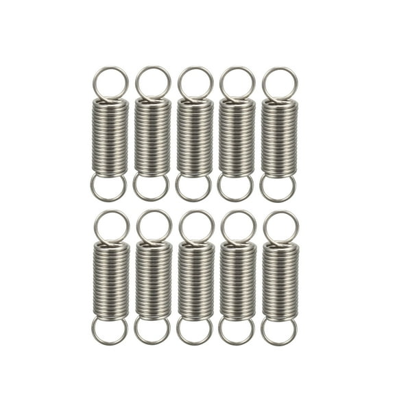 0.4x4x15mm Stainless Steel Small Dual Hook Tension Spring, 10pcs