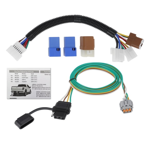 Unique Bargains 4 Pin Trailer Wiring Harness Towing Hitch Wiring Kit for Nissan Frontier 2005-2025 Connector Towing Harness Converter 56225/118525