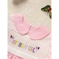 thumbnail image 4 of MORTTIC Girls' Pink Smocked Birthday Dress Summer Short Sleeve Detachable Collar "Birthday Girl" Embroidery Knee-Length Party Dress, 4 of 9