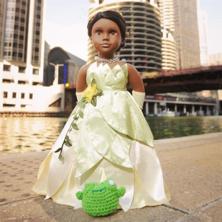 Emily Rose 18 Inch Doll Clothes | 5-Piece Princess Tiana 18 Doll Dress Outfit with Crown, Necklace, Gloves and Matching