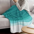 thumbnail image 3 of Ombre Turquoise Waves Blanket Soft Cozy Warm Throw Blanket for Couch, Plush Fuzzy Flannel Fleece Blankets for Sofa, Abstract Art Gradient Modern Bed Blankets Lightweight Gifts for Women, 50"x80", 3 of 9