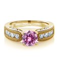 thumbnail image 2 of Gem Stone King 2.12 Ct Round Pink Zirconia 18K Yellow Gold Plated Silver Engagement Ring (Size 6), 2 of 3