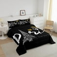 thumbnail image 2 of Eiffel Tower Bedding Set French Paris Comforter Queen Romantic Themed Bedding Sets & Collections Black and White Quilt Set Love Heart Decoratives 3 Piece Bed Set with 2 Pillow Case, Soft, 2 of 6