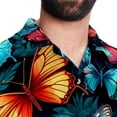 thumbnail image 5 of Flower Butterfly Men's Hawaiian Button Down Short Sleeve Casual Printed Summer Beach Unisex Shirt, 5 of 6