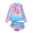 SILVERCELL Toddler and Kid Girls Rash Guard Sets with Bikini Bottoms Swimwear Mermaid Print 110