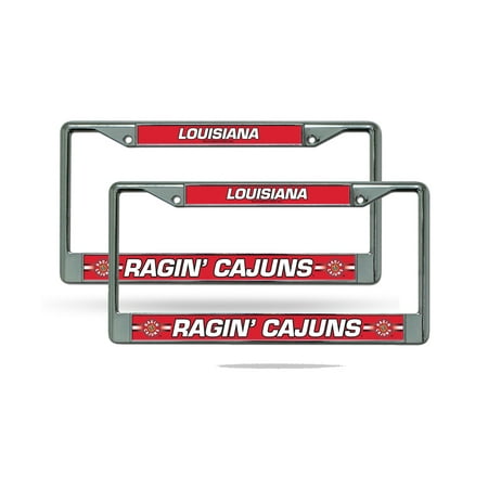 LA Lafayette Ragin Cajuns NCAA Chrome Metal (2) License Plate Frame