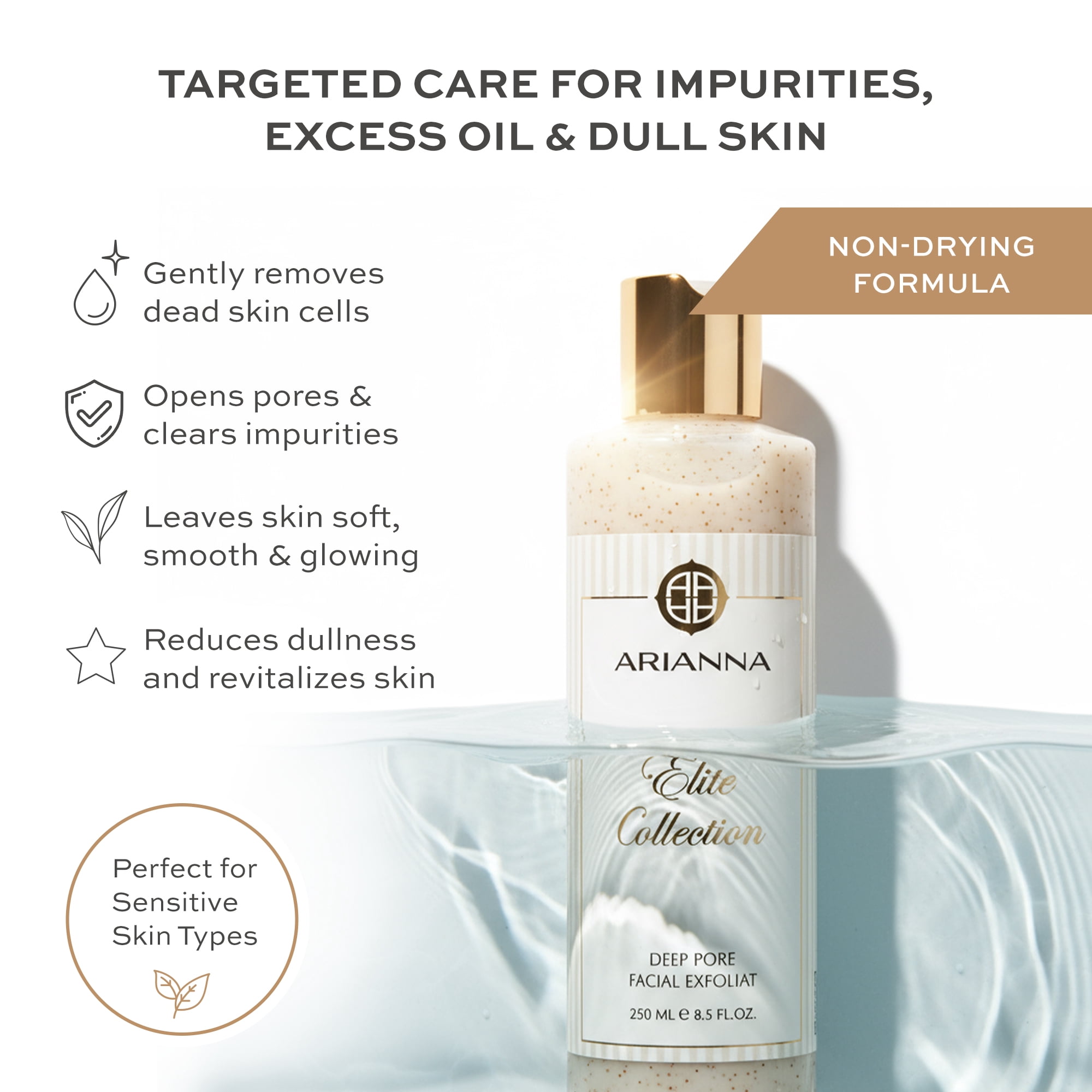 ARIANNA-SKINCARE Deep Pore Facial Exfoliator Facial Cleanser for Acne-Prone Skin Natural Face Scrub 100% Vegan Paraben Free