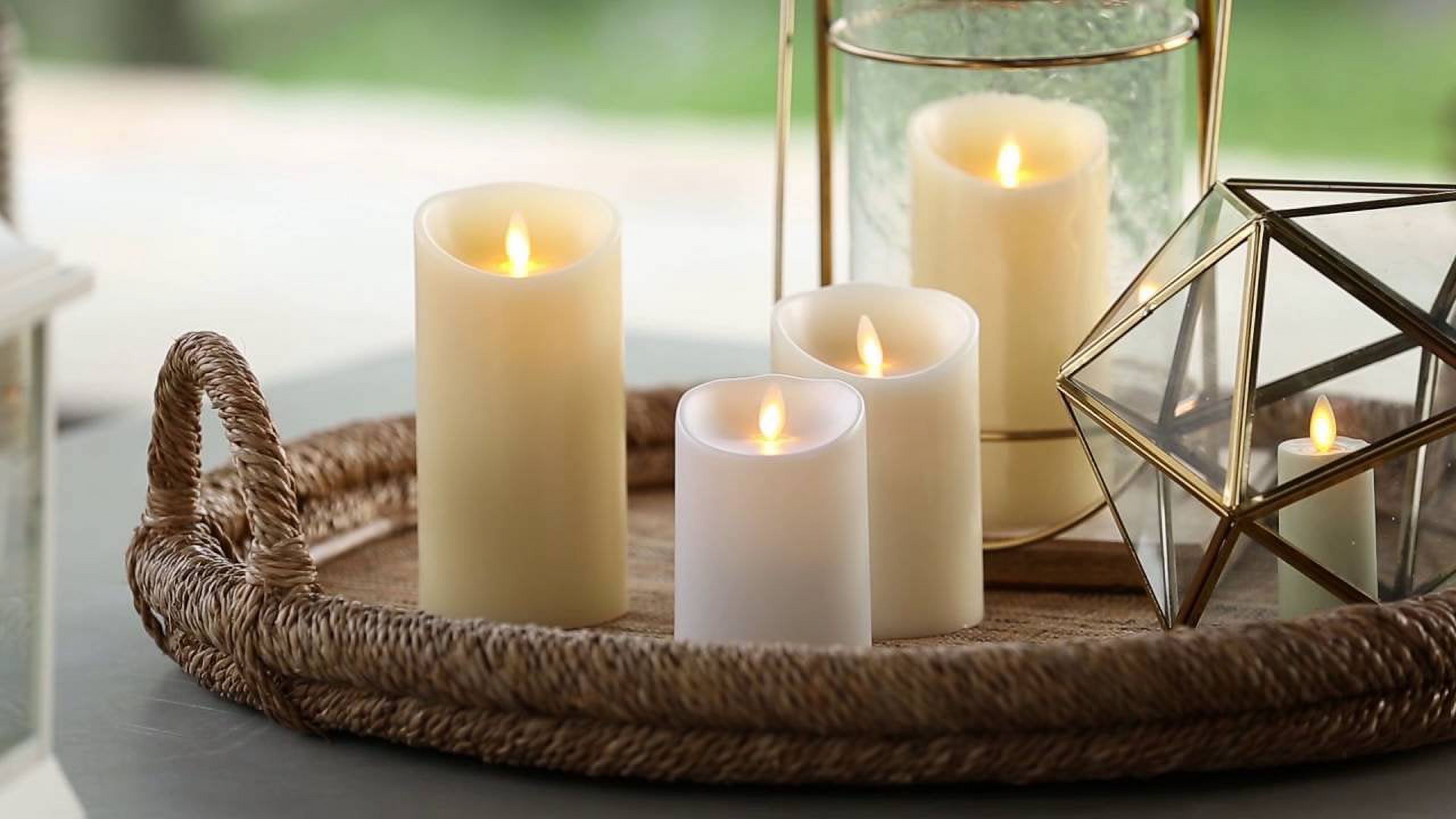 Luminara Flameless Scented Pillar Candle – 3.5x7 Ivory, Vanilla, Moving Flame, Remote & Timer, Battery