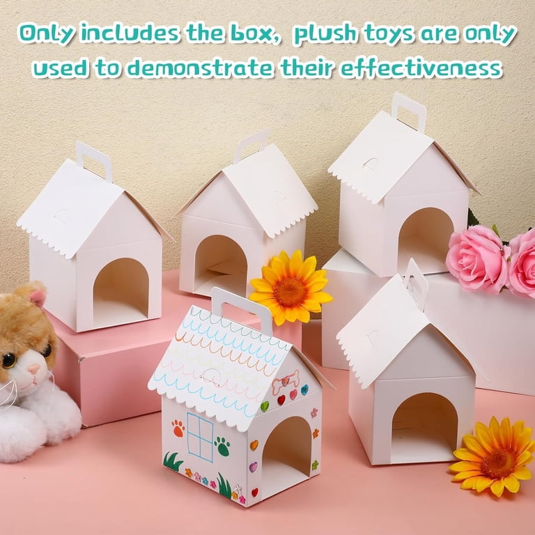 Report Paperboard Dog House Shaped Party Favor Boxes, Blank DIY Foldable Paperboard Puppy ...