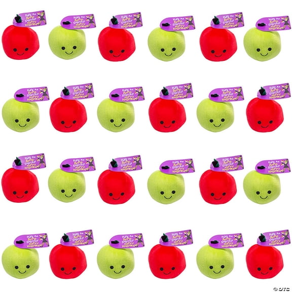 4 1/2" Halloween Red & Green Stuffed Apples with Tag Handout for 12