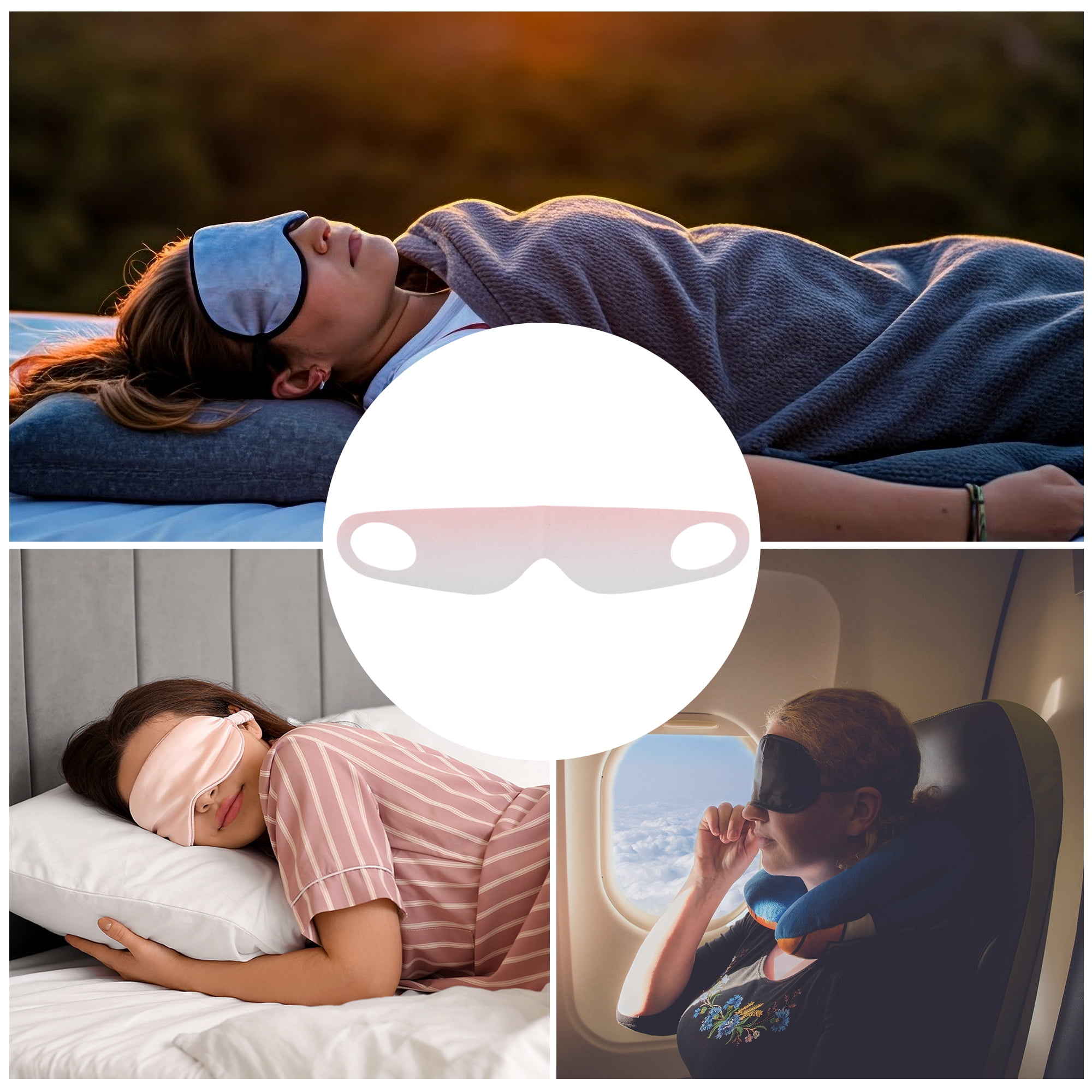Unique Bargains Portable Ear Hanging Sleep Mask for Travel Gradient Cameo Pink S
