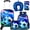 5PCS boys soccer blue luggage set, variant on 5-Piece Kids Luggage with Wheels – Smart Hardshell Girls Suitcase with 360° Spinner, Lightweight Airline-Approved Carry-On (16") Set for Travel, Clever Cat Pink