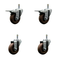 3.5 Inch High Temp Glass Filled Nylon 7/16 Inch Stem Caster Set 2 Brakes
