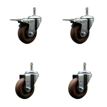 3.5 Inch High Temp Glass Filled Nylon 7/16 Inch Stem Caster Set 2 Brakes