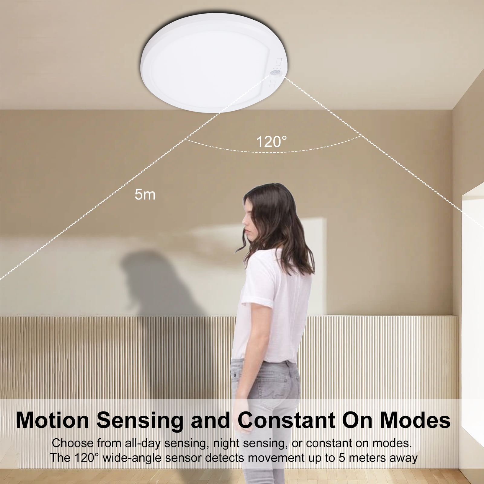 Neoglint LED Motion Sensor Ceiling Light, Dimmable Night Light with 3 Color Temps, Remote Control, 30/60 Min Timer, Magnetic Mount, 5000mAh Rechargeable for Closet, Hallway, Bathroom, Kitchen