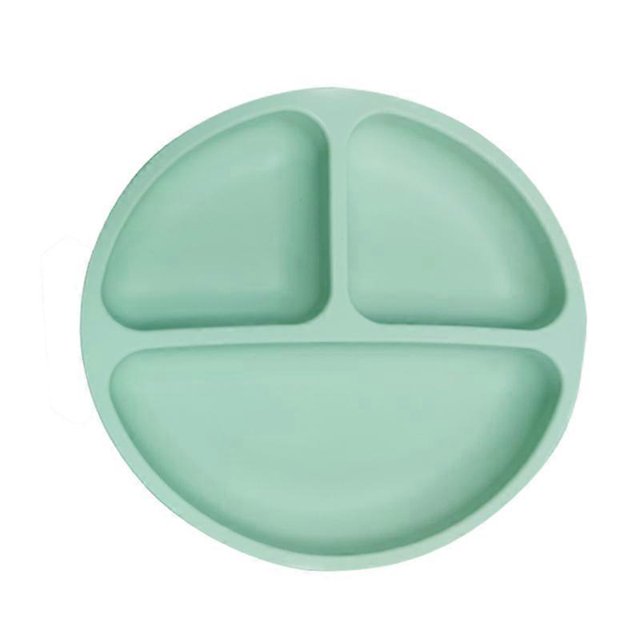 Plato de silicona para comedor de bebé, plato de alimentación para niños, tazón con ventosa, sólido, lindo, cara sonriente, platos para niños, vajilla de entrenamiento para niños pequeños, verde