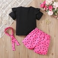 thumbnail image 6 of HCNTES Toddler Baby Girls Spring Summer Clothes Short Sleeves T-Shirt Tops + Shorts Cute Outfits Set For 6-24 Months 2t 3t 4t 5t 6t 7t 8t Kid School Activities, 3-4 Years, 6 of 6