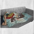 thumbnail image 6 of Vikings Soft Flannel Fleece Throw Blanket, Whimsical Cartoon Illustration of Dragon Ship and Funny Characters, Cozy Plush for Indoor and Outdoor Use, 70" x 90", Pale Seafoam Multicolor, by Ambesonne, 6 of 6