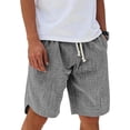 thumbnail image 3 of Favoffer Men's Five Quarter Shorts Solid Color Drawstring Elastic Waist Loose Casual Mid Thigh Short Pants Summer Daily Outdoor Workout Bottom, 3 of 8
