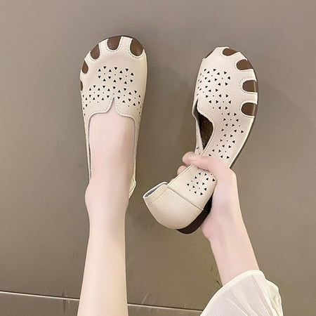 

Summer Saving Clearance! Tuobarr Womens Dress Shoes Women s Fashion Soft Sole Comfortable Shoes Hollow Out Solid Color Casual Shoes Khaki US Size 4.5