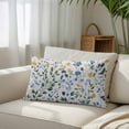 thumbnail image 3 of Blue Yellow Floral Spring Throw Pillow Cover, Pillowcase Protectors with Zipper, Breathable Decorative Lumbar Pillow Case Cover, Summer Pastoral Botanical Green Pillow Shams for Couch Sofa 12x20Inch, 3 of 8