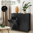 thumbnail image 2 of Pirecart 20 Gallon Double Tilt Out Trash Cabinet Wood Hidden Storage Cabinet, Recycling Cabinet with 2 Drawers, Black, 2 of 8