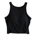 thumbnail image 6 of Fnooota Womens Tank Tops with Built in Bras, Stretch Ribbed Slim Fit Crewneck Workout Tops Undershirts Black Size L, 6 of 6