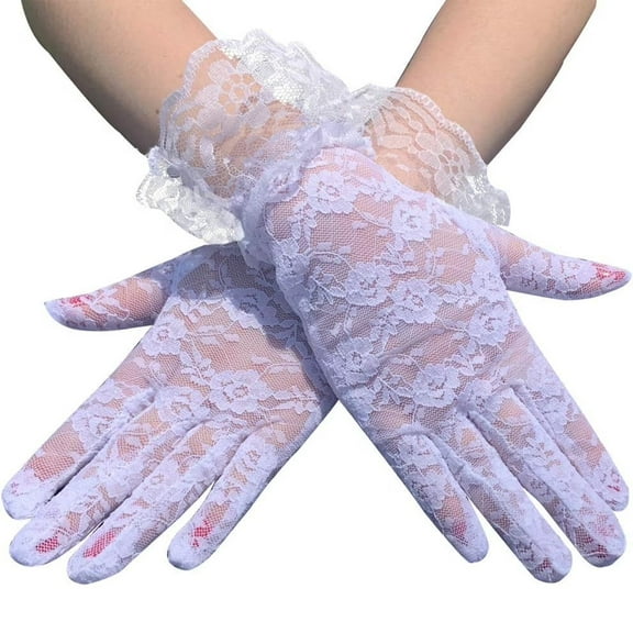 TELOLY Women Lace Gloves Sunblock Floral Gloves Short Mittens for Driving Bridal Gloves Cosplay