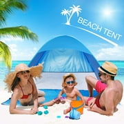 Beach Tent, Anti-UV Pop Up Sun Shade Shelter Beach Tent With Carry Bag for 2-3 Person, Automatic Easy Setup Beach Canopy Cabanas for Sand Camping Fishing Picnic Touring Hiking Garden, Blue