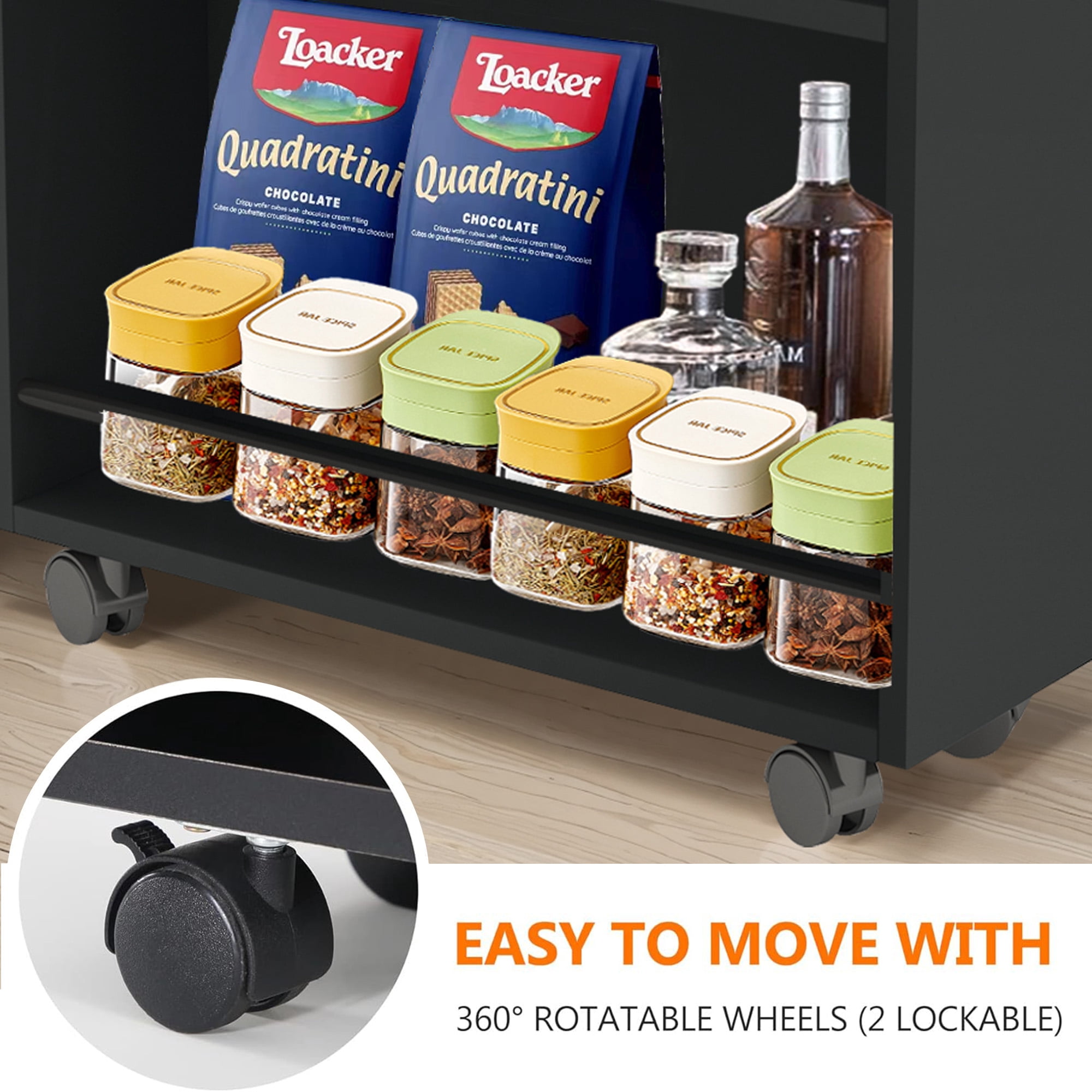 MAYEERTY 4-Tier Slim Rolling Storage Cart, Lockable Wheels Narrow Gap Organizer for Kitchen Bathroom Office