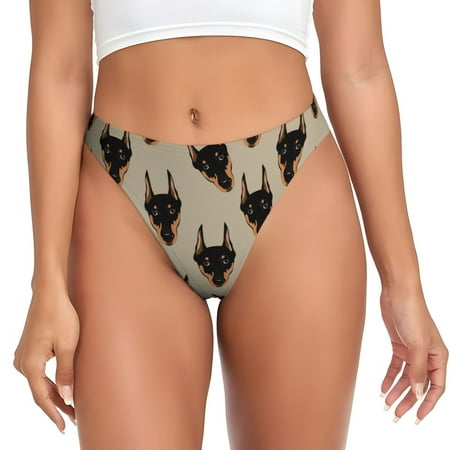 Sigee Cute Black Dog for Women s G-String Panty  Low Rise  Soft Lace Perfect for Everyday Wear or Special Occasions-Large